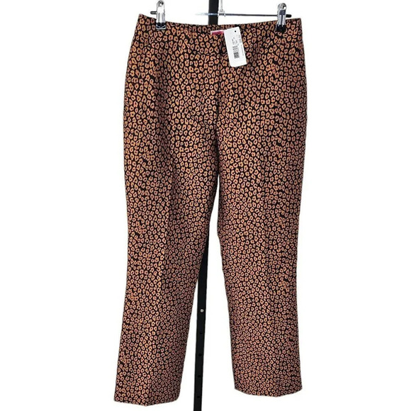 Kate  Spade Women's Flora Leopard Jacquard Print Crop Pants Size 2 NWT - Picture 1 of 12